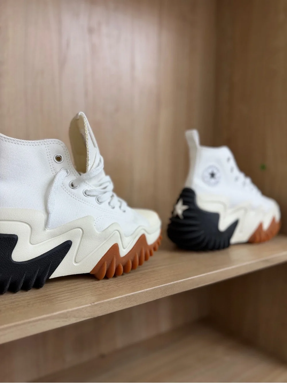 Converse High-Top Sneakers in White with Cream Tongue